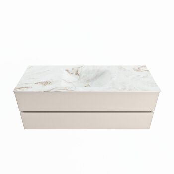 corian waschtisch set vica dlux 130 cm marmor optik becken mittig Frappe VDX130Lin2LM1Fra