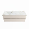 corian waschtisch set vica dlux 130 cm marmor optik becken links Frappe VDX130Lin2LL1Fra