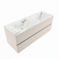 corian waschtisch set vica dlux 130 cm marmor optik doppelbecken Frappe VDX130Lin2LD2Fra