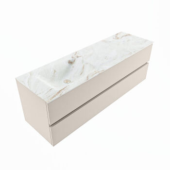 corian waschtisch set vica dlux 150 cm marmor optik becken links Frappe VDX150Lin2LL1Fra