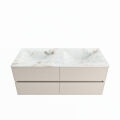 corian waschtisch set vica dlux 120 cm marmor optik doppelbecken Frappe VDX120Lin4LD0Fra