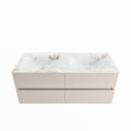 corian waschtisch set vica dlux 120 cm marmor optik doppelbecken Frappe VDX120Lin4LD2Fra