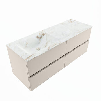 corian waschtisch set vica dlux 130 cm marmor optik becken links Frappe VDX130Lin4LL1Fra
