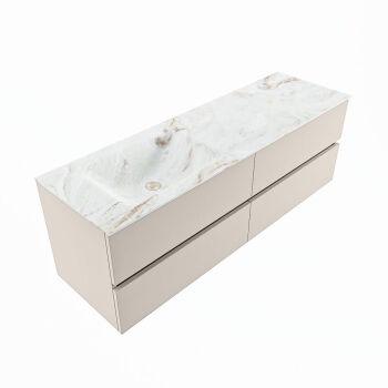 corian waschtisch set vica dlux 150 cm marmor optik becken links Frappe VDX150Lin4LL1Fra