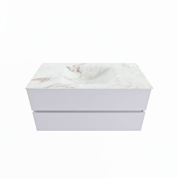corian waschtisch set vica dlux 100 cm marmor optik becken mittig Frappe VDX100Cal2LM0Fra