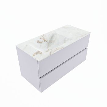 corian waschtisch set vica dlux 100 cm marmor optik becken links Frappe VDX100Cal2LL0Fra