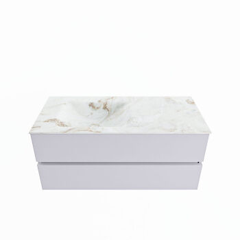 corian waschtisch set vica dlux 110 cm marmor optik becken links Frappe VDX110Cal2LL1Fra