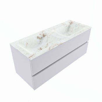 corian waschtisch set vica dlux 120 cm marmor optik doppelbecken Frappe VDX120Cal2LD0Fra
