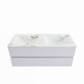 corian waschtisch set vica dlux 120 cm marmor optik doppelbecken Frappe VDX120Cal2LD2Fra