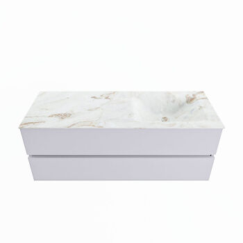 corian waschtisch set vica dlux 130 cm marmor optik becken rechts Frappe VDX130Cal2LR0Fra