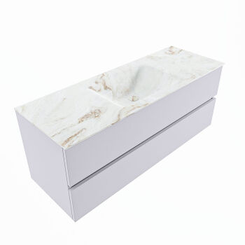 corian waschtisch set vica dlux 130 cm marmor optik becken mittig Frappe VDX130Cal2LM1Fra