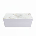 corian waschtisch set vica dlux 130 cm marmor optik becken mittig Frappe VDX130Cal2LM1Fra