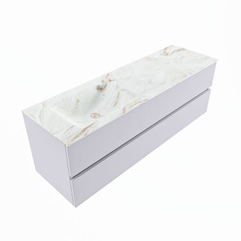 corian waschtisch set vica dlux 150 cm marmor optik becken links Frappe VDX150Cal2LL0Fra