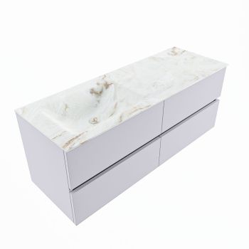corian waschtisch set vica dlux 130 cm marmor optik becken links Frappe VDX130Cal4LL1Fra