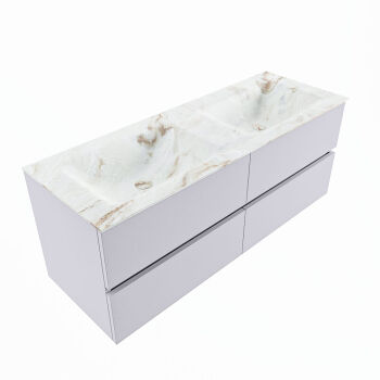 corian waschtisch set vica dlux 130 cm marmor optik doppelbecken Frappe VDX130Cal4LD2Fra