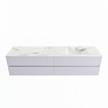 corian waschtisch set vica dlux 200 cm marmor optik becken rechts Frappe VDX200Cal4LR1Fra