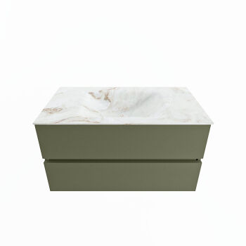 corian waschtisch set vica dlux 90 cm marmor optik becken mittig Frappe VDX90Arm2LM0Fra