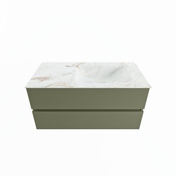 corian waschtisch set vica dlux 100 cm marmor optik becken rechts Frappe VDX100Arm2LR0Fra