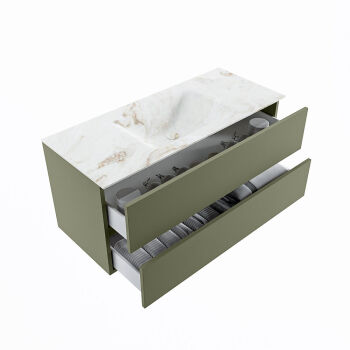 corian waschtisch set vica dlux 110 cm marmor optik becken mittig Frappe VDX110Arm2LM0Fra