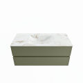 corian waschtisch set vica dlux 110 cm marmor optik becken mittig Frappe VDX110Arm2LM0Fra