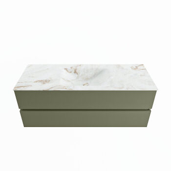 corian waschtisch set vica dlux 130 cm marmor optik becken mittig Frappe VDX130Arm2LM0Fra