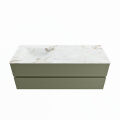 corian waschtisch set vica dlux 130 cm marmor optik becken links Frappe VDX130Arm2LL0Fra