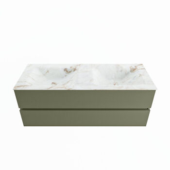 corian waschtisch set vica dlux 130 cm marmor optik doppelbecken Frappe VDX130Arm2LD0Fra