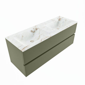 corian waschtisch set vica dlux 130 cm marmor optik doppelbecken Frappe VDX130Arm2LD2Fra