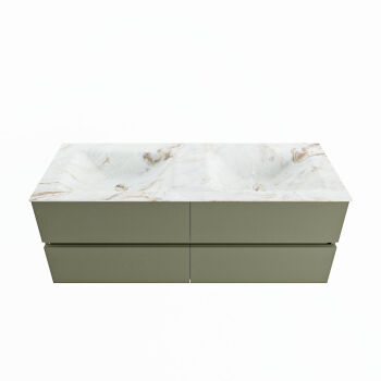 corian waschtisch set vica dlux 130 cm marmor optik doppelbecken Frappe VDX130Arm4LD0Fra