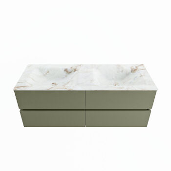 corian waschtisch set vica dlux 130 cm marmor optik doppelbecken Frappe VDX130Arm4LD2Fra