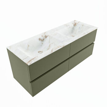 corian waschtisch set vica dlux 130 cm marmor optik doppelbecken Frappe VDX130Arm4LD2Fra