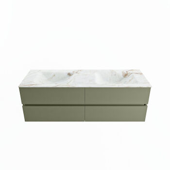 corian waschtisch set vica dlux 150 cm marmor optik doppelbecken Frappe VDX150Arm4LD0Fra
