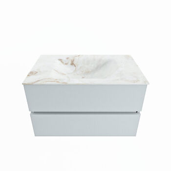 corian waschtisch set vica dlux 80 cm marmor optik becken mittig Frappe VDX80Cla2LM0Fra