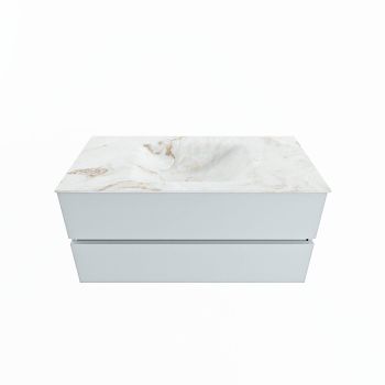 corian waschtisch set vica dlux 100 cm marmor optik becken mittig Frappe VDX100Cla2LM0Fra