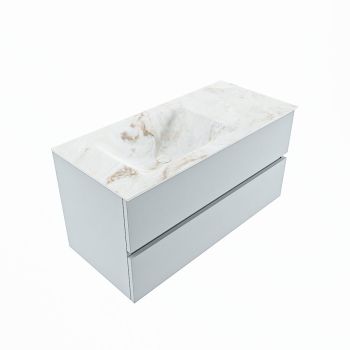 corian waschtisch set vica dlux 100 cm marmor optik becken links Frappe VDX100Cla2LL0Fra