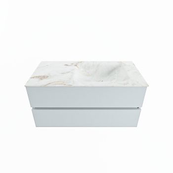 corian waschtisch set vica dlux 100 cm marmor optik becken rechts Frappe VDX100Cla2LR1Fra