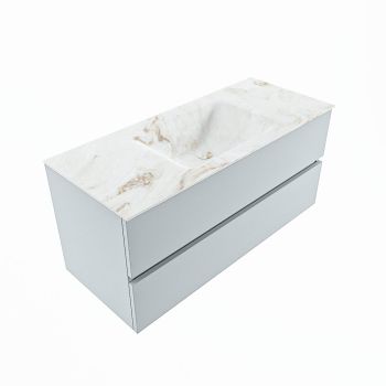 corian waschtisch set vica dlux 110 cm marmor optik becken mittig Frappe VDX110Cla2LM0Fra