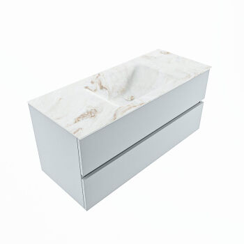 corian waschtisch set vica dlux 110 cm marmor optik becken mittig Frappe VDX110Cla2LM1Fra