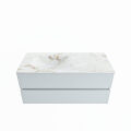 corian waschtisch set vica dlux 110 cm marmor optik becken links Frappe VDX110Cla2LL1Fra