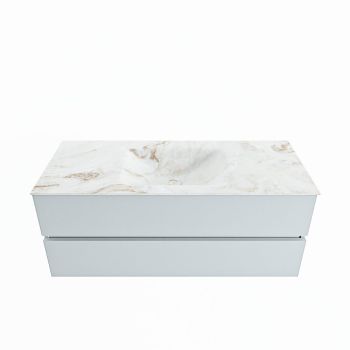 corian waschtisch set vica dlux 120 cm marmor optik becken mittig Frappe VDX120Cla2LM0Fra