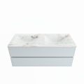 corian waschtisch set vica dlux 120 cm marmor optik doppelbecken Frappe VDX120Cla2LD0Fra