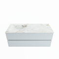 corian waschtisch set vica dlux 120 cm marmor optik becken links Frappe VDX120Cla2LL1Fra