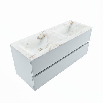 corian waschtisch set vica dlux 120 cm marmor optik doppelbecken Frappe VDX120Cla2LD2Fra