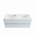 corian waschtisch set vica dlux 120 cm marmor optik doppelbecken Frappe VDX120Cla2LD2Fra