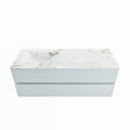 corian waschtisch set vica dlux 130 cm marmor optik becken links Frappe VDX130Cla2LL0Fra