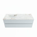 corian waschtisch set vica dlux 130 cm marmor optik becken links Frappe VDX130Cla2LL1Fra