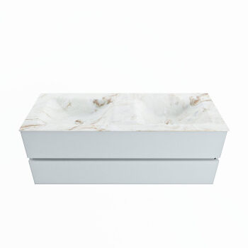 corian waschtisch set vica dlux 130 cm marmor optik doppelbecken Frappe VDX130Cla2LD2Fra