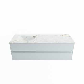 corian waschtisch set vica dlux 150 cm marmor optik becken links Frappe VDX150Cla2LL0Fra