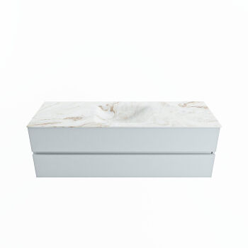 corian waschtisch set vica dlux 150 cm marmor optik becken mittig Frappe VDX150Cla2LM1Fra