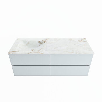 corian waschtisch set vica dlux 130 cm marmor optik becken links Frappe VDX130Cla4LL0Fra